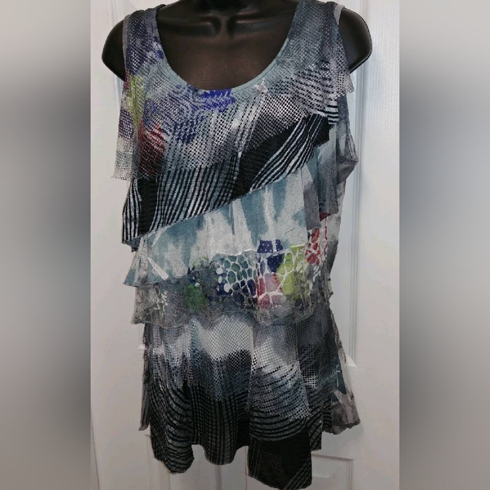 Fresh FX sleeveless mesh layered top.
